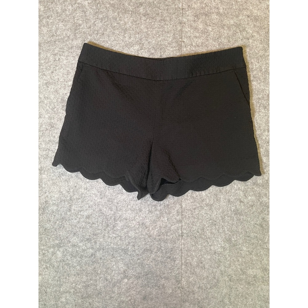 Ann Taylor LOFT Riviera Shorts Black Scalloped Hem Textured Size 10